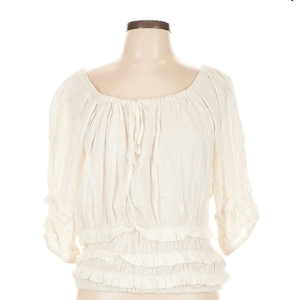 Forever 21 Cream Ruffle Peasant Blouse